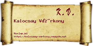 Kalocsay Várkony névjegykártya